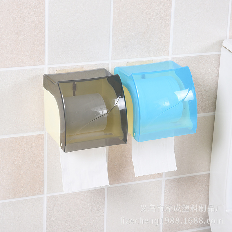 厕所防水强力无痕卫生间纸巾盒 浴室吸璧式抽纸巾盒塑料卷纸巾架|ru