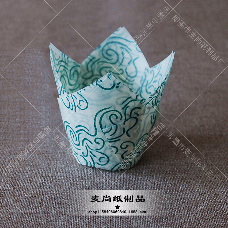 De calidad alimentaria de alta temperatura resistente medio corrugado pastel titular de papel pastel de tulipán pastel de papel muffin pastel de aceite titular de papel