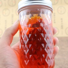 时尚菱形ball梅森饮料杯钻石果汁杯餐饮奶茶饮料杯果酱瓶蜂蜜瓶