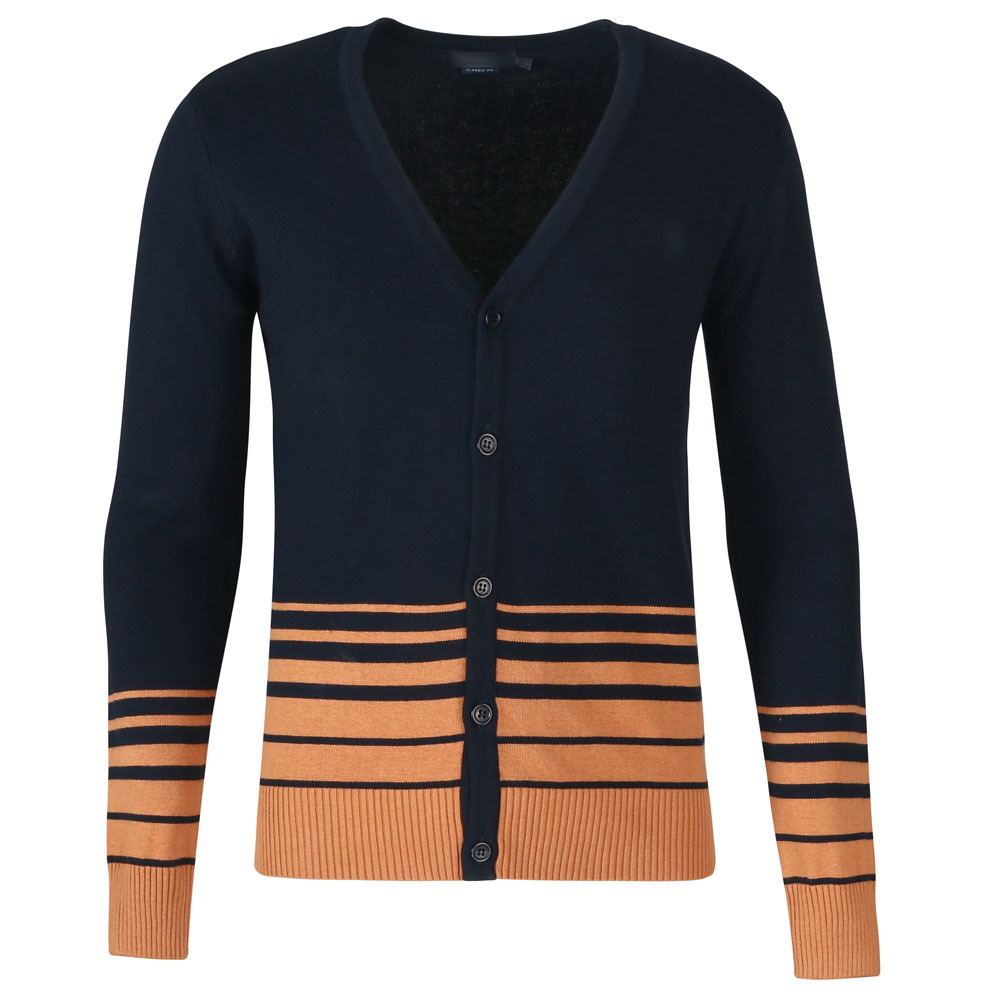 一件代发男式针织开衫纽扣开襟条纹拼色毛衣欧美外贸厂家直销|ms