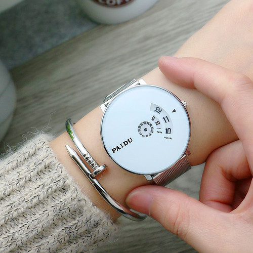 Punk style Korean concept fashion mesh strap youth watch boys and girls canvas strap quartz strap turntable trendy watch
