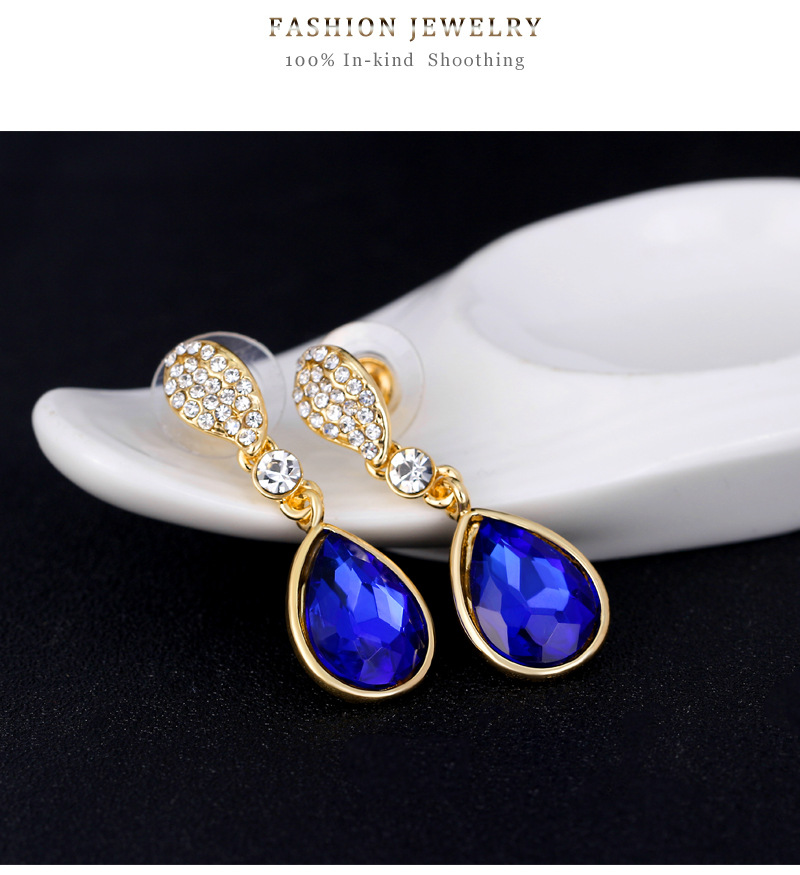 Fashion Shiny Water Drop Crystal Earrings Alloy Diamond Colorful Earrings display picture 2