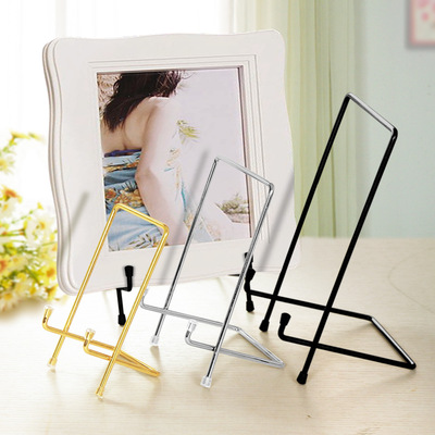 跨境现货 相框画框底座 盘子工艺品 证书靠背 方形金属展示支架|ru