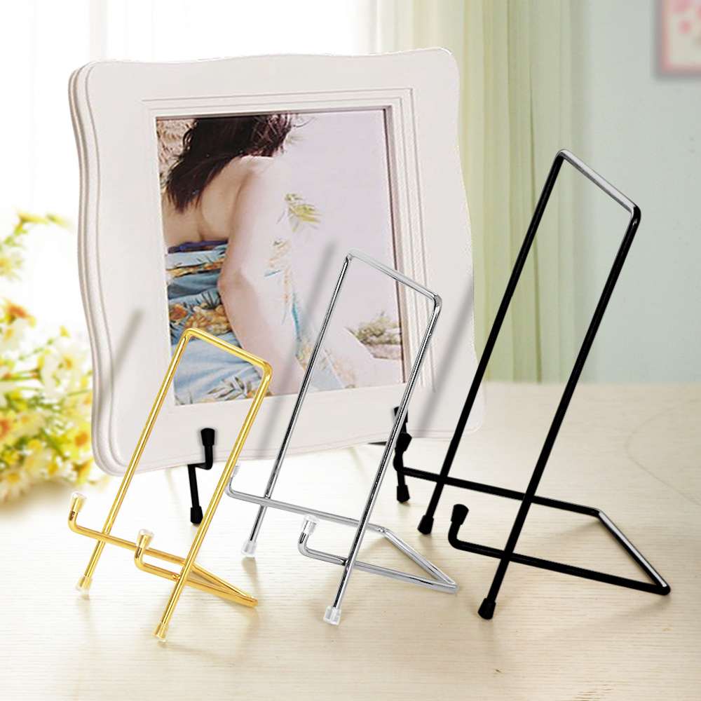 跨境现货 相框画框底座 盘子工艺品 证书靠背 方形金属展示支架|ru