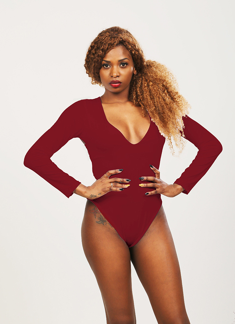 Womens Cross Back Long Sleeve Jumpsuit Stylish Bodysuit for Swimwear Versatile for Beach or Pool Wholesale Available
