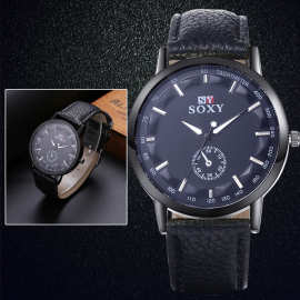 外贸爆款男士休闲表男款皮带手表高档韩版男士石英手表 一件代发