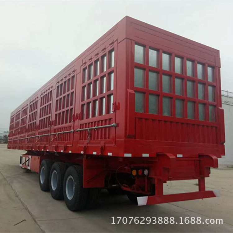 半挂车制造专家 重型侧翻自卸半挂车苍栅式厢式多种选择山东鸿名