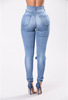 European hot women jeans elastic cotton hole pencil small pants