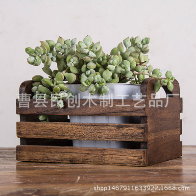 置物架复古做旧木箱收纳篮调味瓶收纳架红酒整理箱啤酒箱水果木框