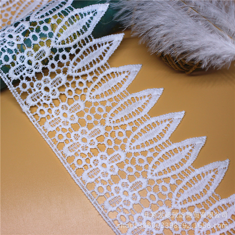 新款10.3CM牛奶丝水溶花边蕾丝条码 刺绣单边花边婚纱服装辅料