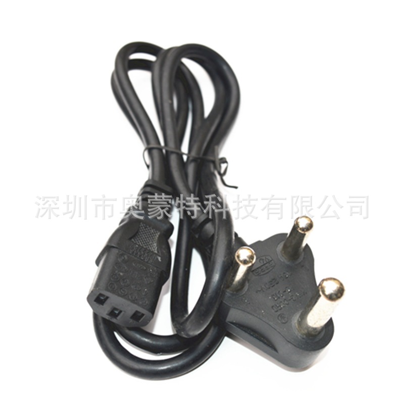 印度电源线插头 2芯 3芯 0.75平方 印尼插头电源线 品字尾+梅花尾