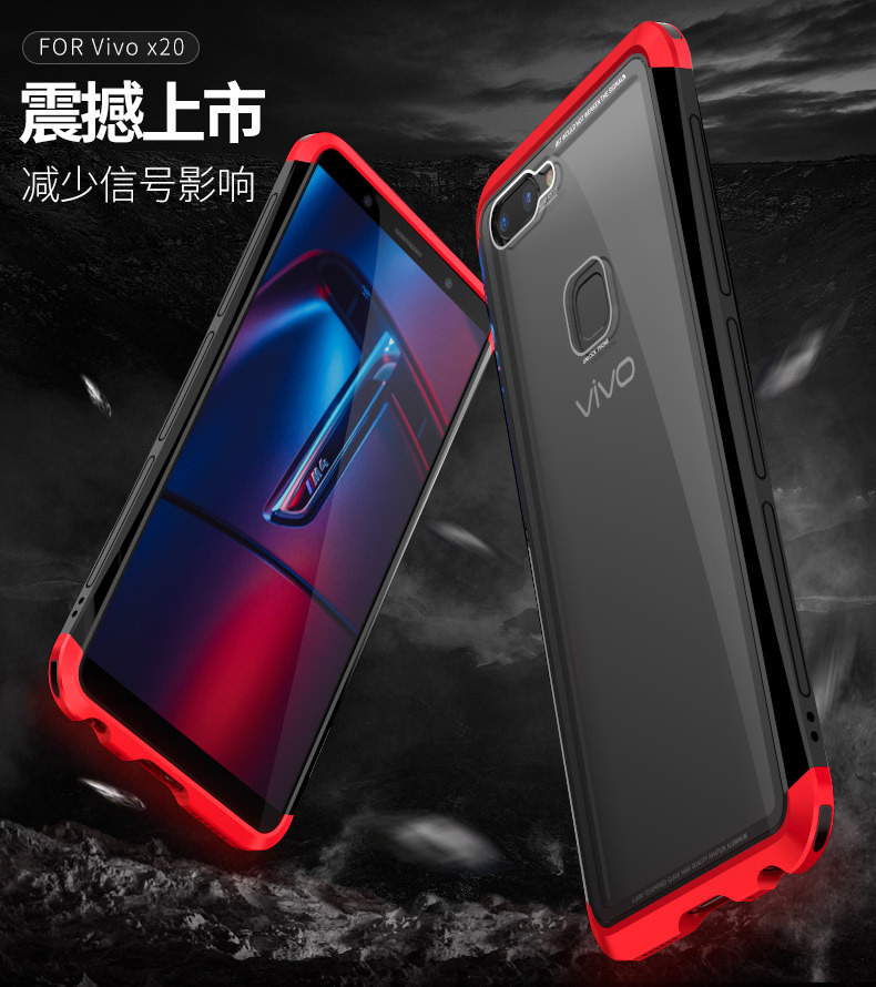 Luphie Nunchaku Airframe Metal Frame Air Barrier Tempered Glass Back Case Cover for vivo X20 & vivo X20 Plus