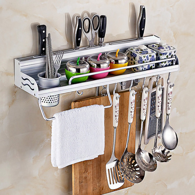 Free punch Kitchen utensils Shelf Space aluminum Tool carrier Sideband guardrail multi-function Storage pylons wholesale