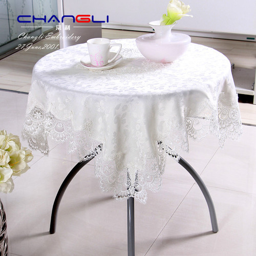European-style fabric tablecloth lace edge dining table cloth white tea table cloth floral round tablecloth nightstand cover wholesale
