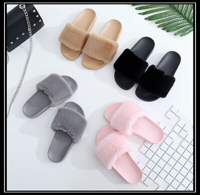 new pattern Europe and America Autumn and winter Exorcism Women's Shoes Home one word Flat bottom Cotton slippers Europe and America fashion Maomao slipper