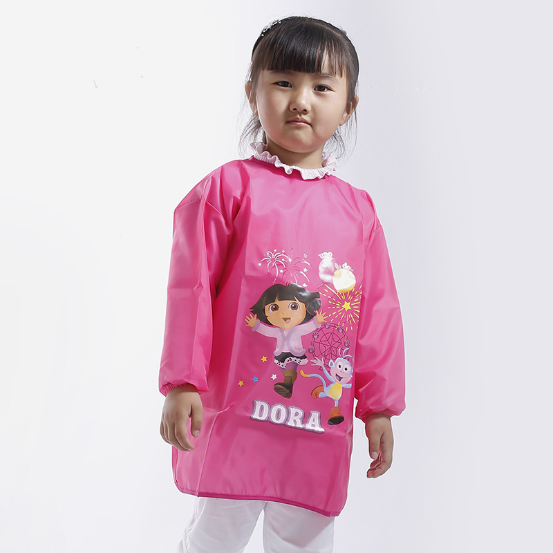 儿童粘扣防水罩衣画画衣写毛笔字大童幼儿园宝宝反穿衣围裙透气|ru