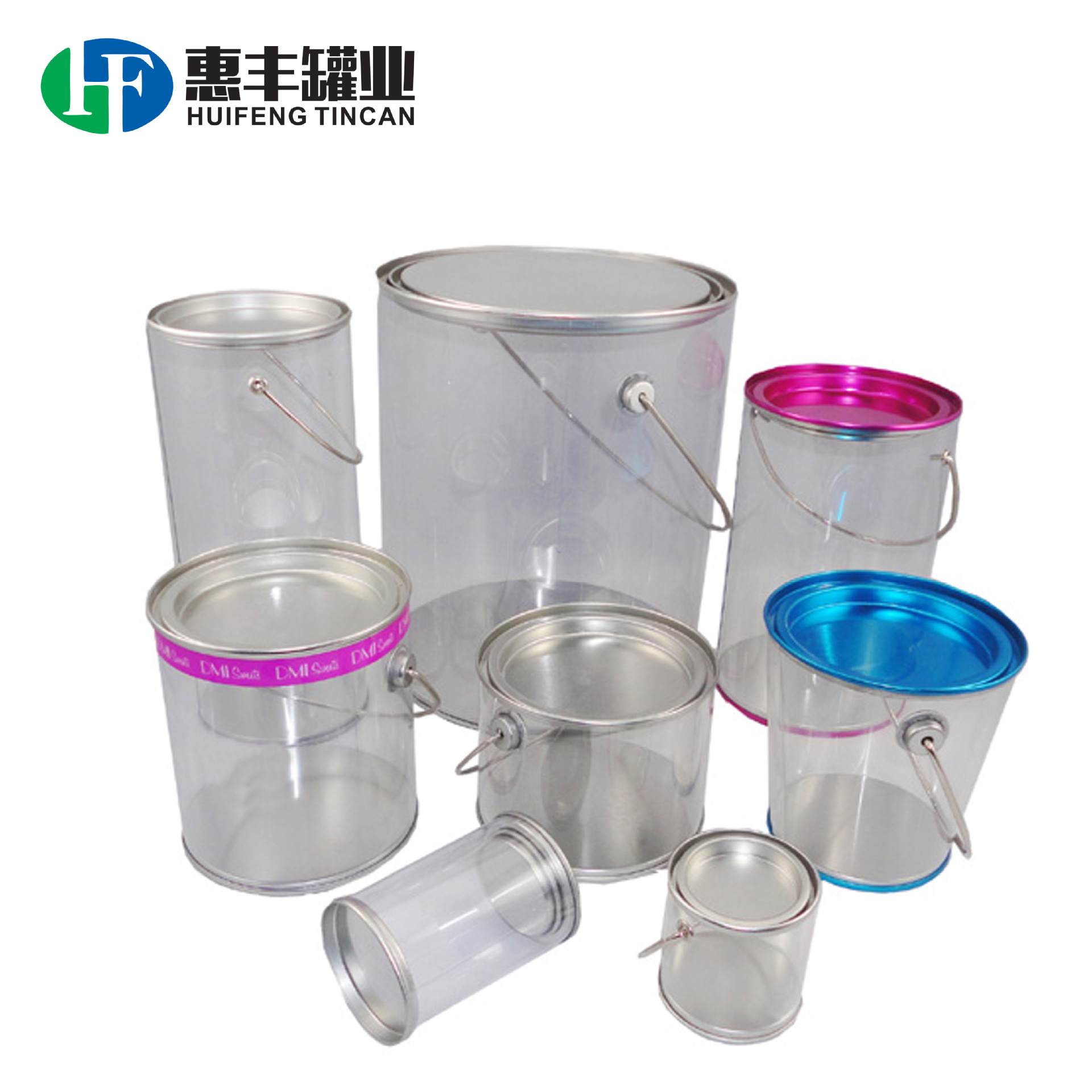 供应各种规格马口铁PVC桶 装食品糖果PET食品桶 礼品透明罐tin