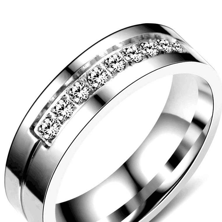 Wholesale Fashion Stainless Steel Diamond-studded Couple Rings Nihaojewelry display picture 6