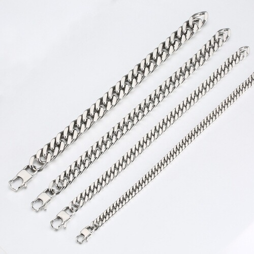  Creative New Metal Bracelet, Fashion Multi-Color Polished Double-Weave Four-Sided Sanding Day-Shaped Clasp Titanium Steel Chain
