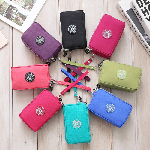 2020 Korean style ladies mobile phone bag coin purse solid color matte three zipper storage bag coin coin purse