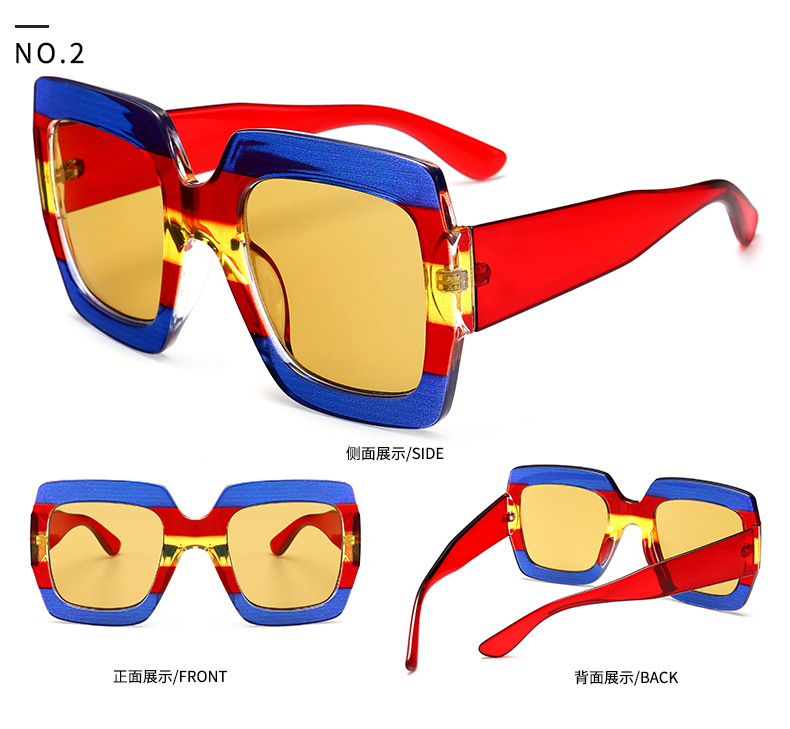 Fashion Translucent Color Striped Square Sunglasses European And American Sunglasses display picture 3