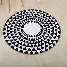 北欧风格圆形印花地毯 卧室客厅脚垫 几何图案地毯地垫