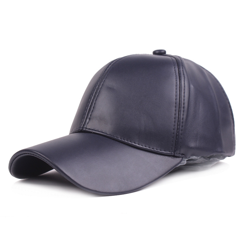Leder Duckbill Cap Light Board Baseball Cap Herren und Damen Leder Cap Herbst PU Cap Monochrom Damen Modische und vielseitige Reise Cap_voghion.com