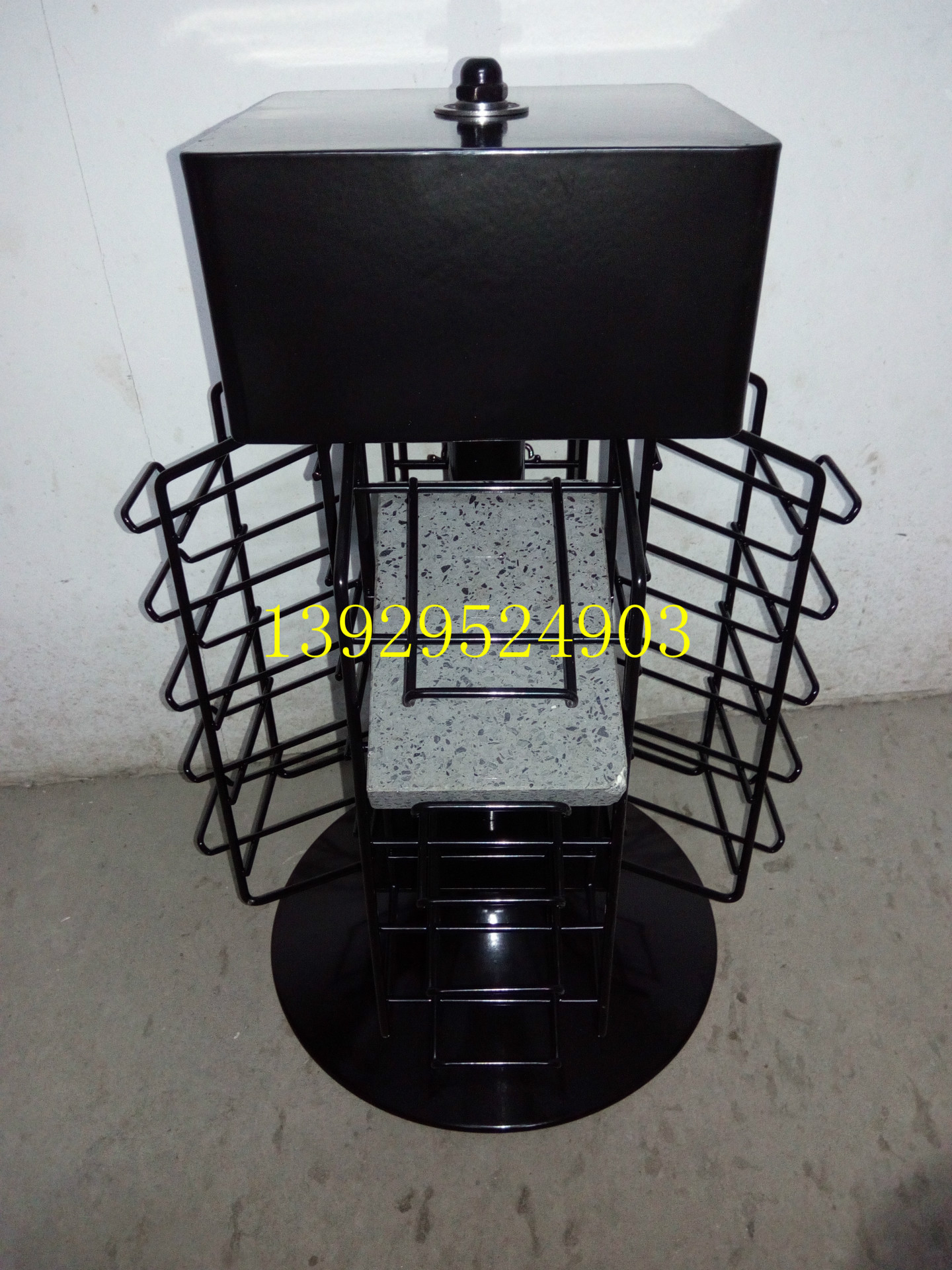 厂家直销金属台面式旋转陶瓷展架 铁质旋转式瓷砖架食品展示架