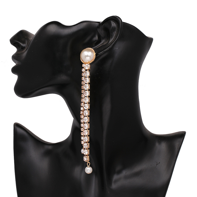 Pearl Tassel Earrings Hot Jewelry Earrings Wholesale display picture 5