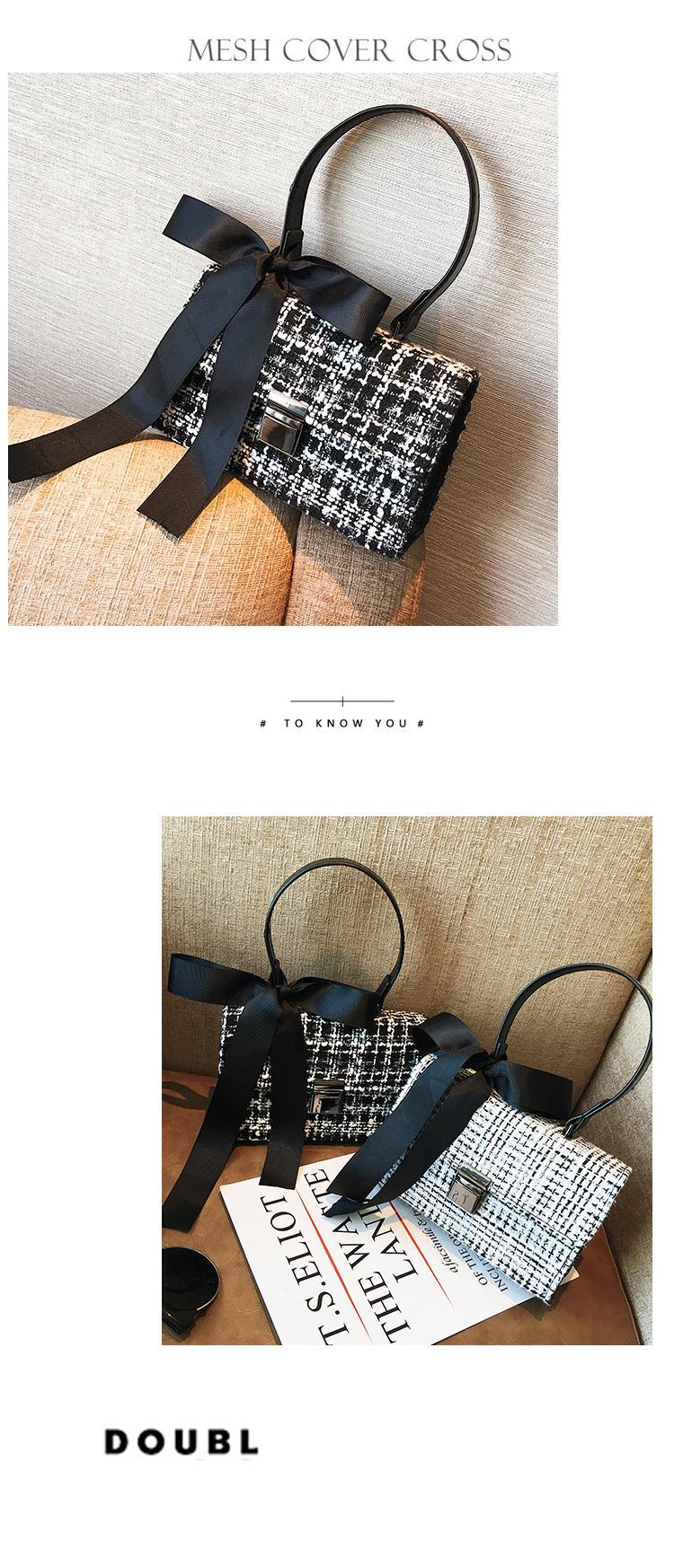 251g Weight Polyester Lining Material Lock clasp Closure Type Single Shoulder Strap Strap Type Shoulder Bag Bags Type Daily Occasion woolen Material Lattice Pattern All Seasons Season Women's Gender Streetwear Style Square Shape Small Size Small Bag For Women New Bags Fashionable Woolen Contrast Color Scarf Handbag Korean Versatile One-Shoulder Crossbody Women's Bag 21