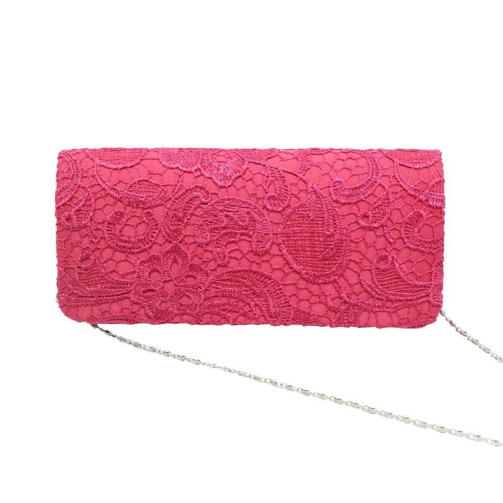 Women's Medium All Seasons Silk Surface Solid Color Fashion Lace Square Magnetic Buckle Evening Bag display picture 2