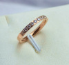 Golden wedding ring for St. Valentine's Day stainless steel, Birthday gift, pink gold, diamond encrusted