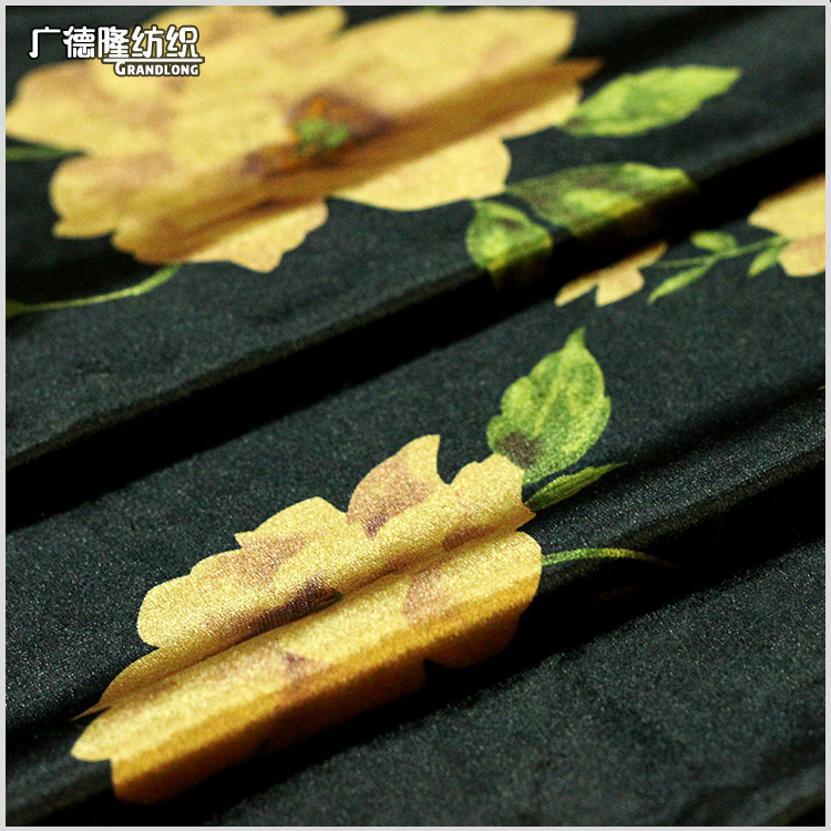 中国风大花朵印花闪光绒秋冬面料外套卫衣料裙旗袍礼服运动服裤布