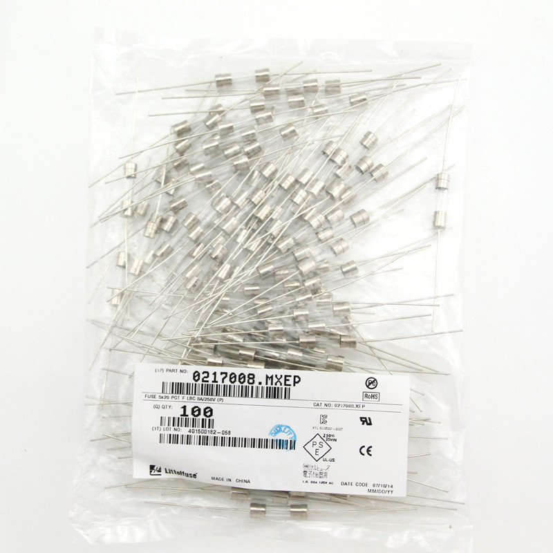 一次性熔断保险丝 快断0217系列 0217008.MXEP 8A 250V 带引腿