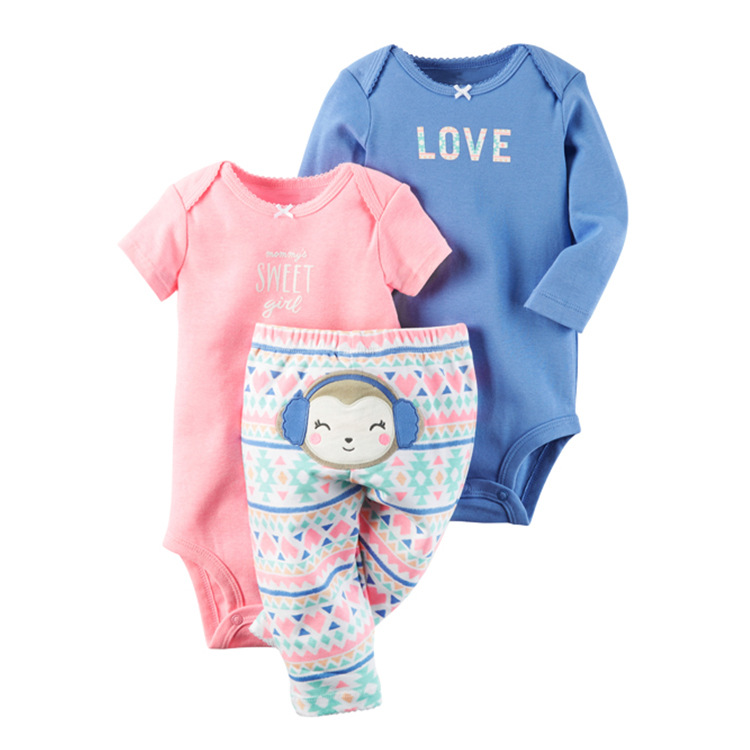 One Piece Dropshipping Foreign Trade Children's Wear Toddler Little Children Cartoon Long Sleeve Short Sleeved Kazakhstan Jumpsuit + Pants Suit display picture 17