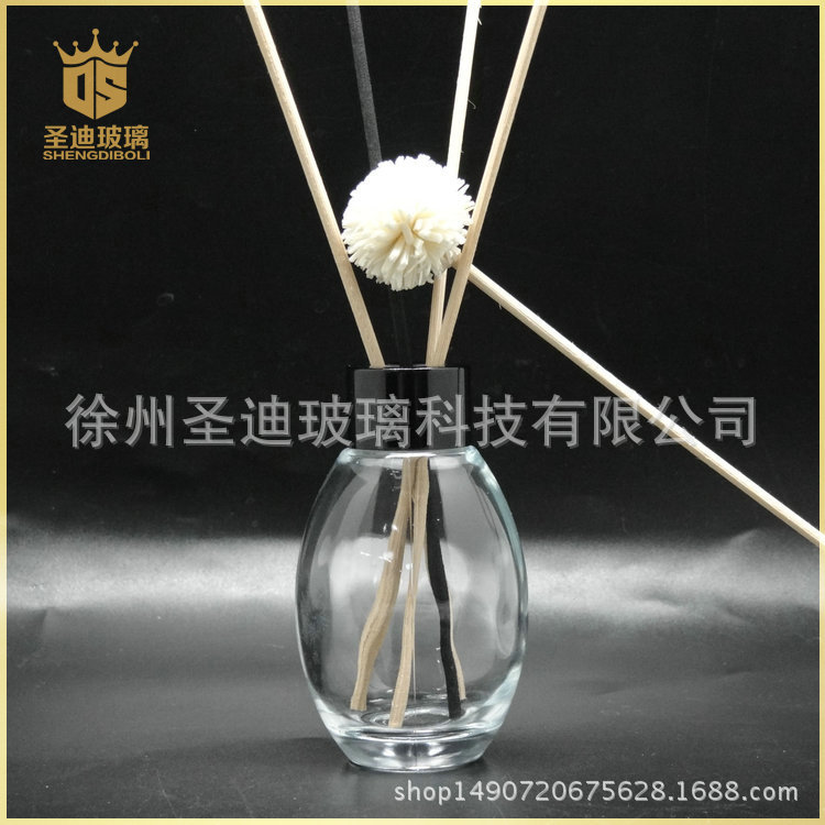 供应现货100ml螺口 圆柱香薰瓶 香水瓶 椭圆瓶 透明玻璃瓶子