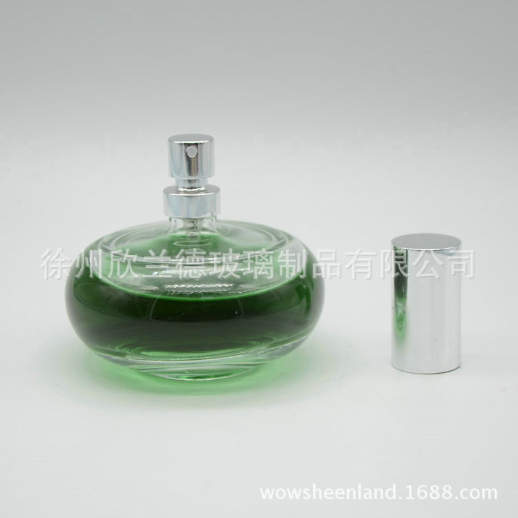 60ML整套香水瓶，盖子喷头中套，透明玻璃瓶 矮胖瓶 扁圆瓶