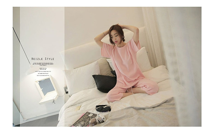 帮手描述图：睡衣女夏季短袖薄款可爱卡通韩版休闲时尚笑脸宽松大