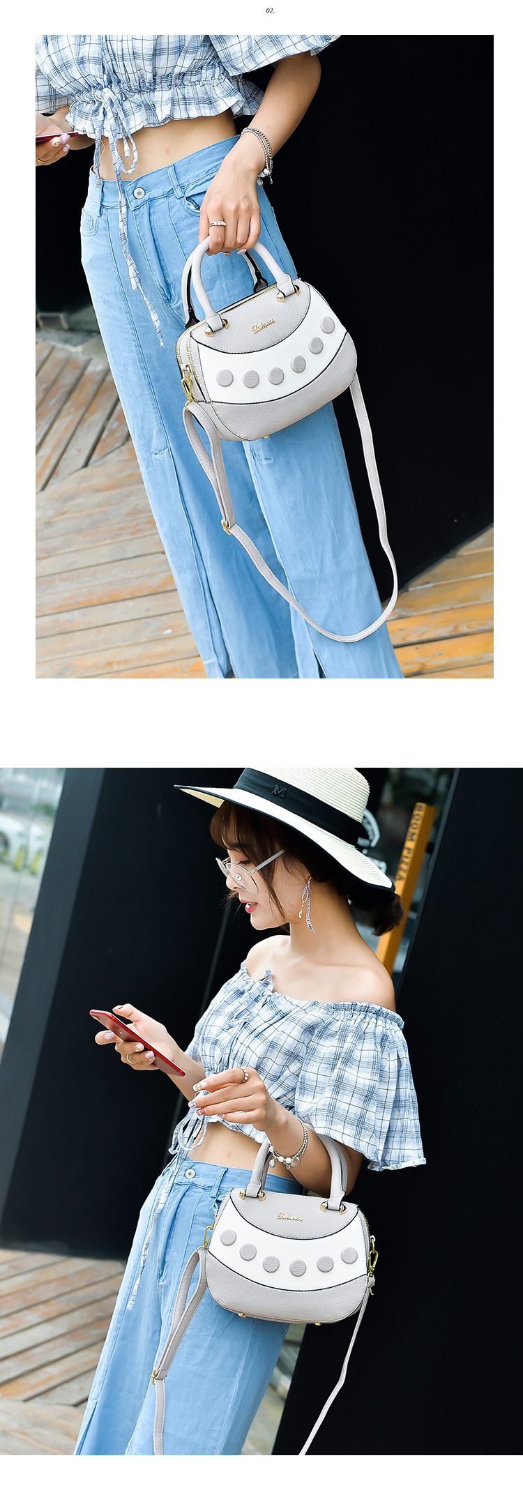 Korean version PUfashion bag (gray)NHPB0187-gray