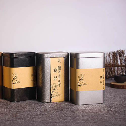 Retro tea can tin box new large and small square tinplate tea packaging box sealed tea tin box
