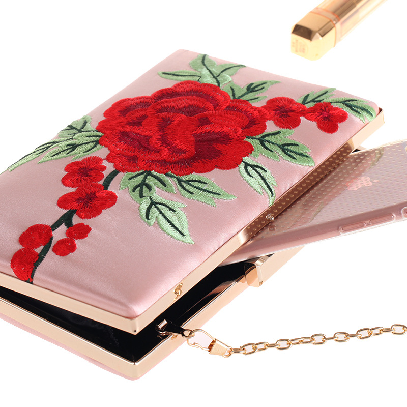 Rose Embroidered Bag Women's Flash Dinner Package Clutch Bag Dress Bag display picture 6