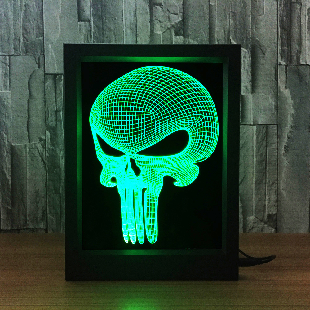 3d相框灯 创意相框灯 led相框灯惩罚面具骷髅头