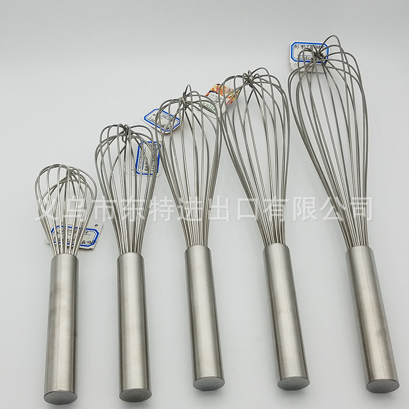 Factory direct sales of stainless steel egg beater with steel handle and 8-line manual mixer. Egg and cream beater for baking detail image 2
