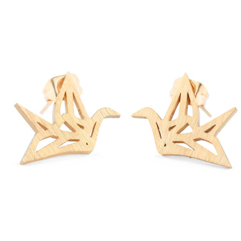 Best Selling Hollow Paper Crane Earrings Alloy Plating Origami Pigeon Earrings Animal Bird Earrings Wholesale display picture 8