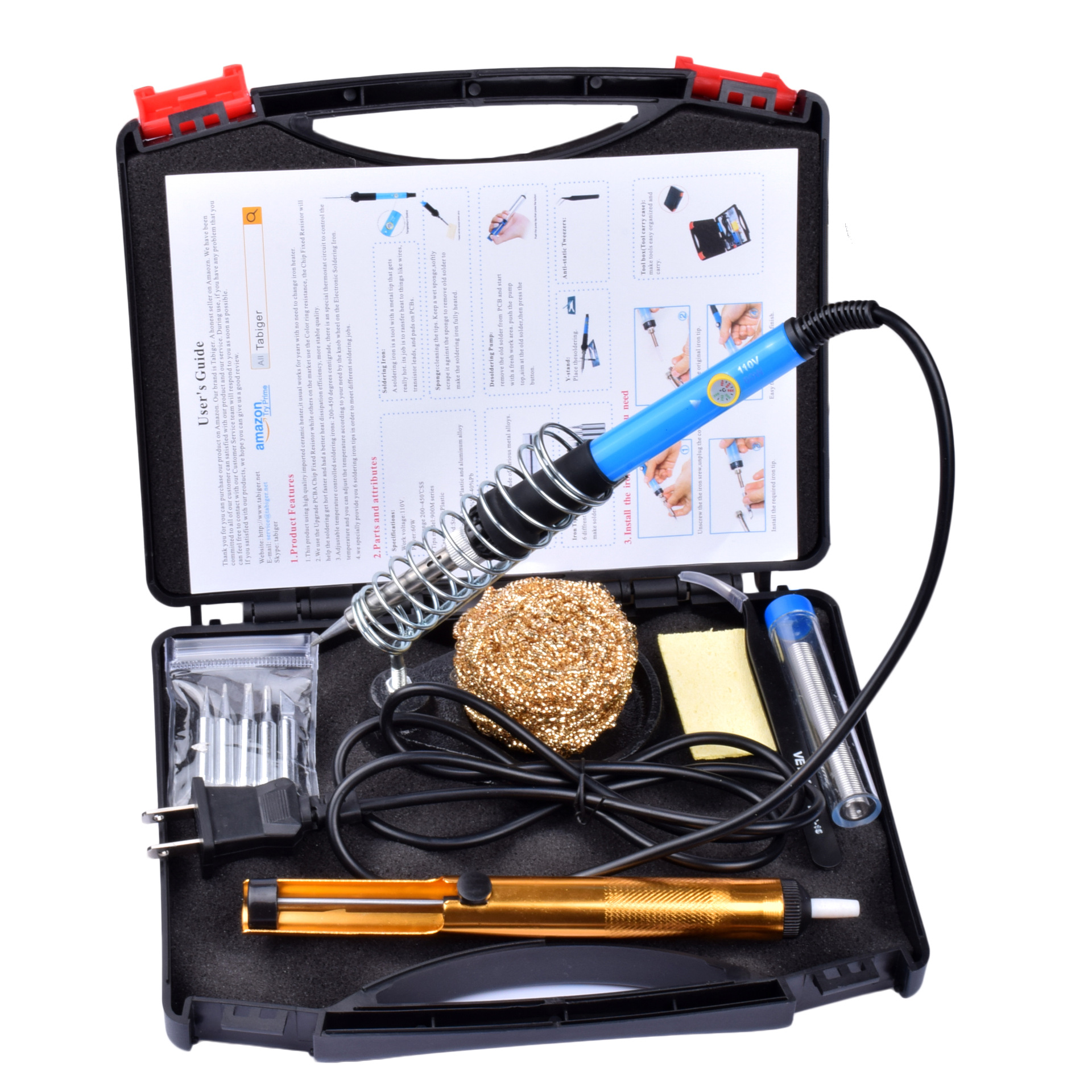 套装电烙铁可调恒温110v60w内热式烙铁带盒子包装批发控温焊锡