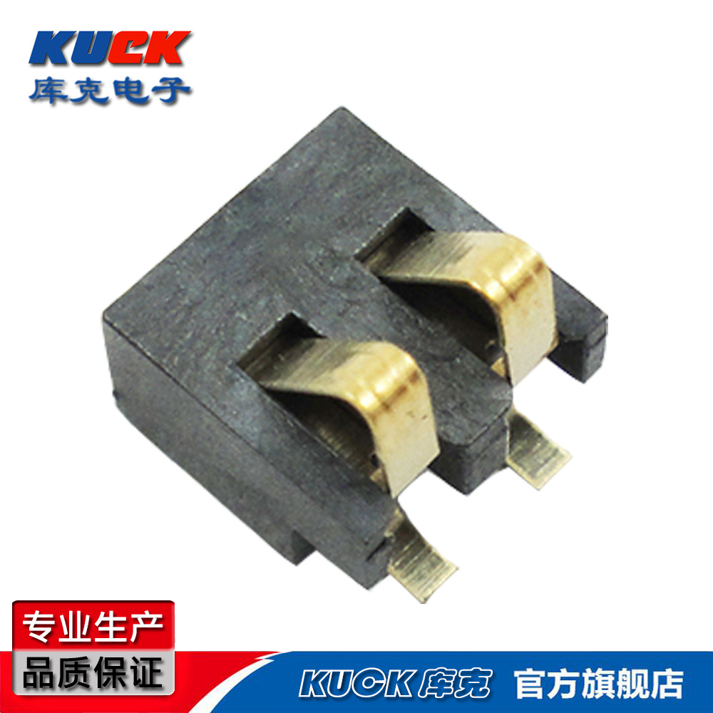 电池座 弹片 触点连接器2Pin端子 间距2.5PH 高3.0H 带定位片连接