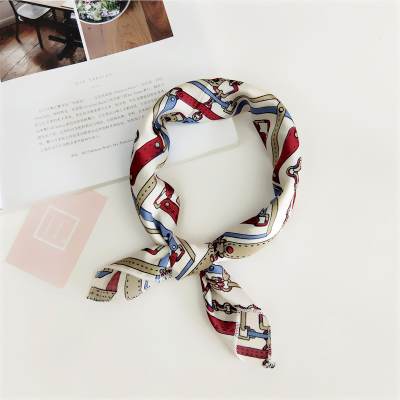 Women's Simple Style Stripe Polka Dots Chains Print Satin Silk Scarf display picture 46