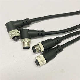 M12电缆连接器矿山圆头传感器接头航空插座塑料四芯五芯八芯