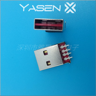 USB�ӿ�2.0 AM ����ʽ180��SMT �p��幫�^ �tɫ�zо ��߅�T��