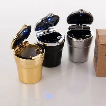 Car ashtray universal in-car imitation metal electroplated ashtray creative with LED light plastic car ashtray